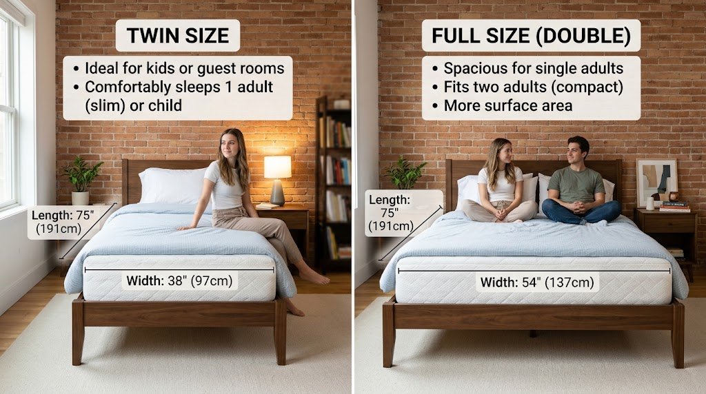 Difference Between Twin and Full Beds: Size, Comfort & Uses