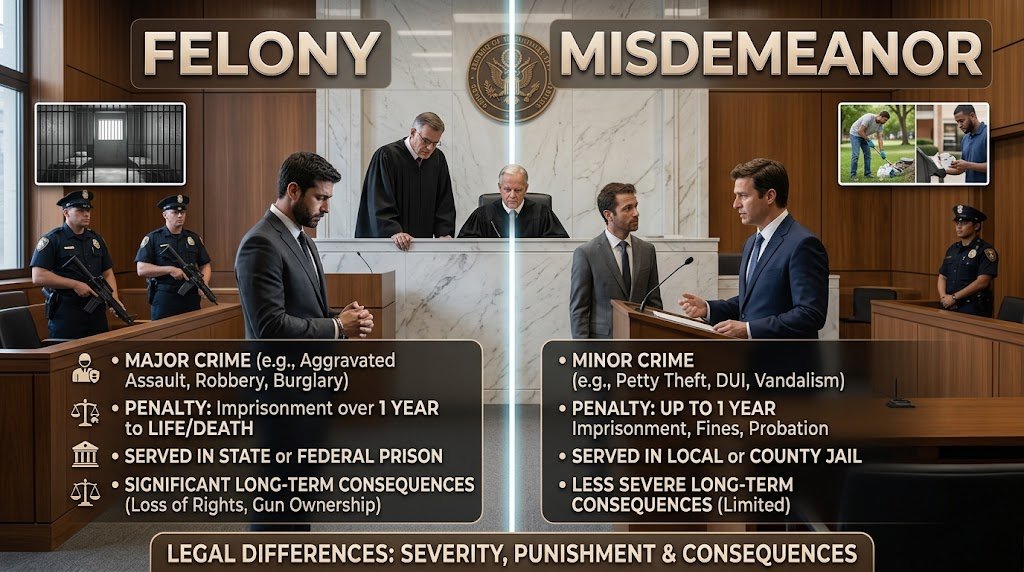 What Is the Difference Between a Felony and a Misdemeanor?